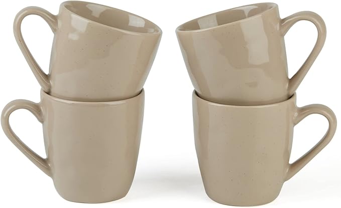 famiware Mars 4 Pieces Coffee Mug, 14 oz Tea Mug, Catering Mugs with Handle for Coffee, Tea, Cocoa, Milk, Cinnamon Brown