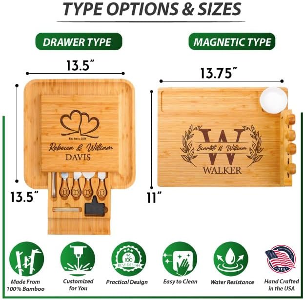 Personalized Charcuterie Board, Christmas Gifts for Couples 2025, Custom Engraved Cutting Board for Anniversary, Engagement, New Home (Couple)