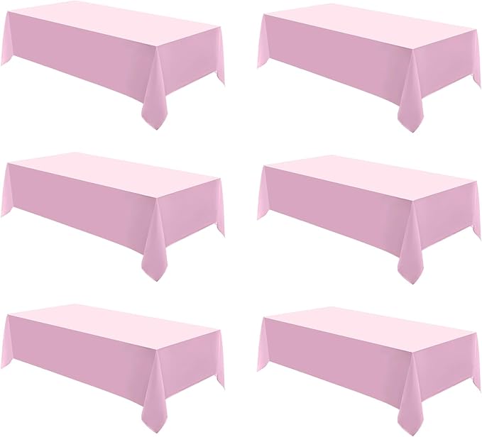 Rectangle Tablecloths 60x120 Inch 6 Pack Pink Tablecloth for 6ft Washable Decorative Linen Polyester Table Cloths for 8ft Dining Table Banquets Buffet Parties and Wedding