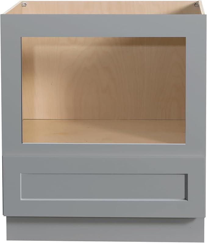 Solid Wood RTA 30" Microwave Base Cabinet,Kitchen Oven Cabinet - with 1 Full Overlay Drawer (Frame Dimension: 24''W*16''H) (Grey, 30" Width x 24" Depth x 34 1/2" Height)
