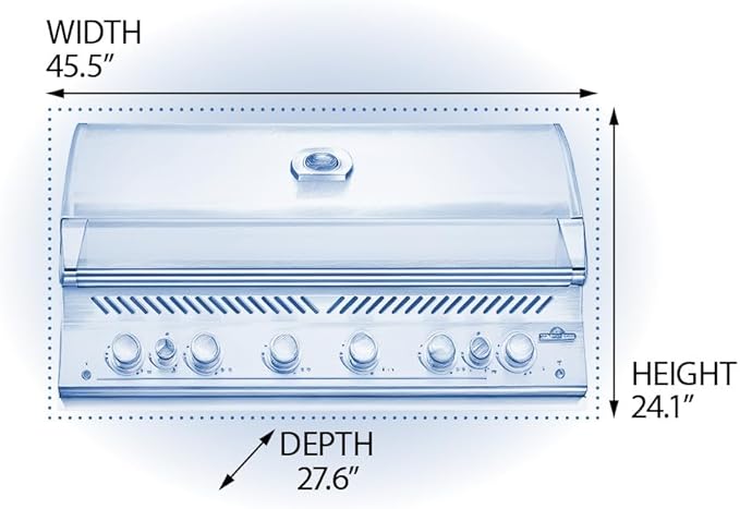 Napoleon Built-In 700 Series 44-inch Natural Gas Grill Head with Infrared Rear Burner - BIG44RBNSS-1-6 Main Burners, Infrared Rear Burner, Stainless Steel, Included Rotisserie Kit