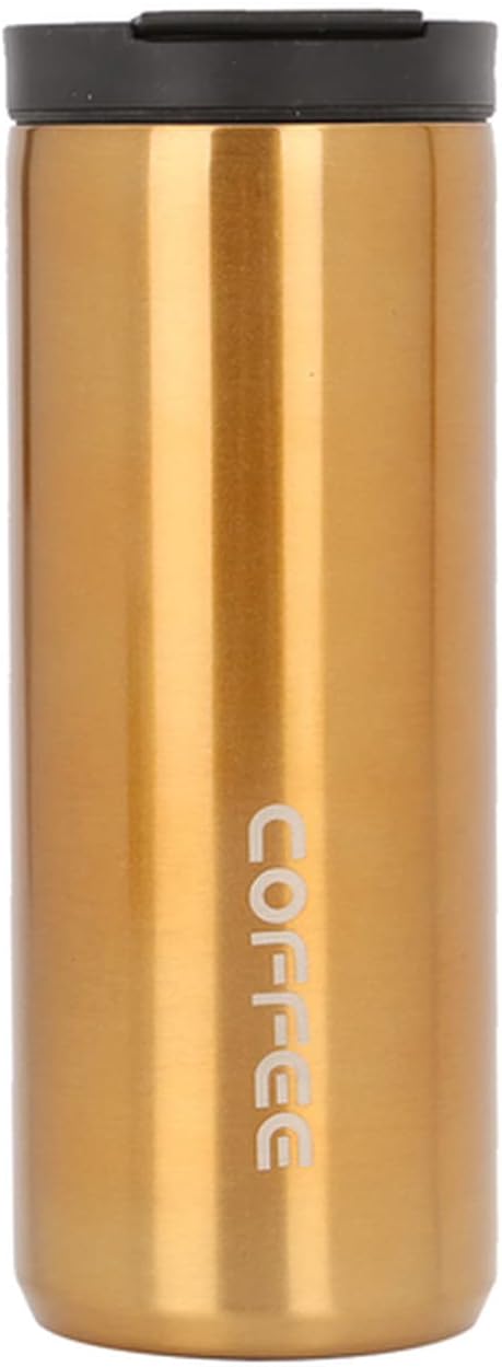 350ml/500ml Double Stainless Steel 304 Coffee Mug Leak-Proof Mug Travel Portable Thermal Cup Insulation Water Bottle(Gold 500ml)