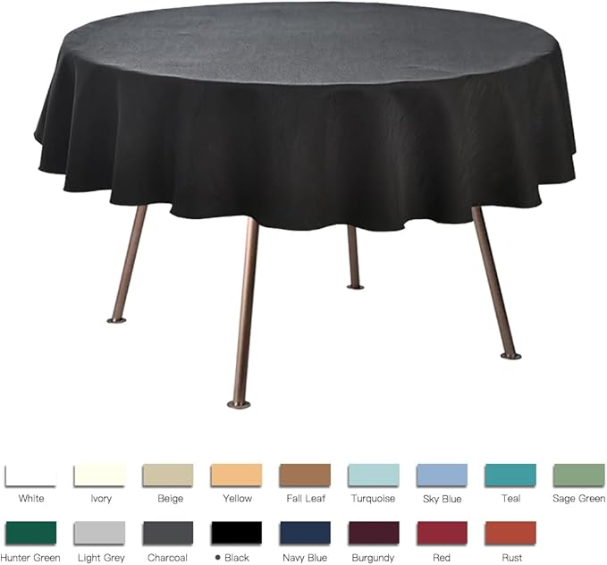 maxmill Round Jacquard Tablecloths Swirl Pattern Spillproof Wrinkle Free Heavy Weight Soft Table Cloth for Circular Table Cover of Buffet Banquet Parties Holiday Dinner Round 90 Inch Black