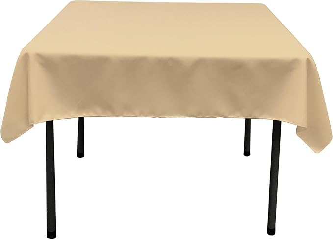 LA Linen Polyester Poplin Washable Square Tablecloth, Stain and Wrinkle Resistant Table Cover 58x58, Fabric Table Cloth for Dinning, Kitchen, Party, Holiday 58 by 58-Inch, Khaki