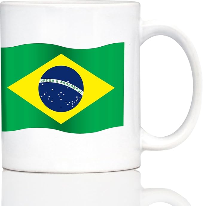 Brazil Flag Coffee Mug - Brazil Souvenirs and Brazilian Gifts for Women and Men - 11oz White Ceramic