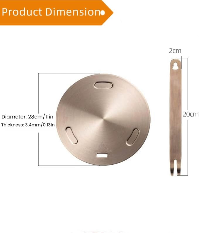 Induction Cooktop Adapter Plate, Lifenergric Heat Diffuser Plate for Glass Electric Stove Top Heat Diffuser with Removable Handle, Induction Converter Disk for Cookware Accessories 11inch