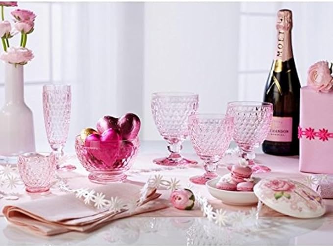 Villeroy & Boch Boston Coloured Dessert Bowl, 430 ml, Crystal Glass, Transparent/Pink, 11.4 x 11.4 x 8.1 cm