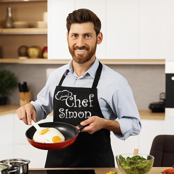 Personalized Apron With Name. Premium Quality Apron for Men and Women - 6 colors available - Chef, Cooking, Grilling, or Baking