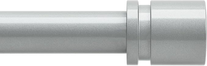 Curtain Rods for Windows 16 to 48 or 60 Inches Max Adjustable Length 1 Inch Diameter Window Curtain Rod with Aluminium End Cap, Silver Gray