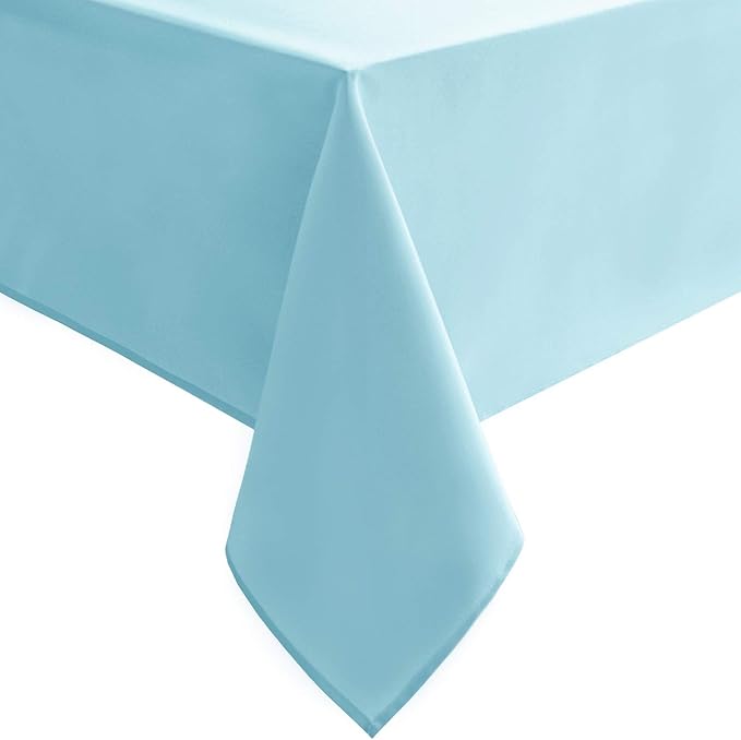 Hiasan Waterproof Tablecloth Rectangle - Washable Fabric Table Cloth for Dining Room Kitchen Birthday Party and Outdoor Use, Sky Blue, 54 x 108 Inch