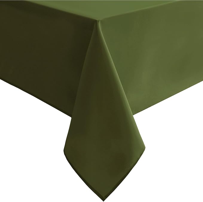 Hiasan Olive Green Tablecloth for Rectangle Tables - Waterproof Washable Polyester Fabric Table Cloth for Buffect Dining Birthday Party Wedding, 54 x 108 Inch