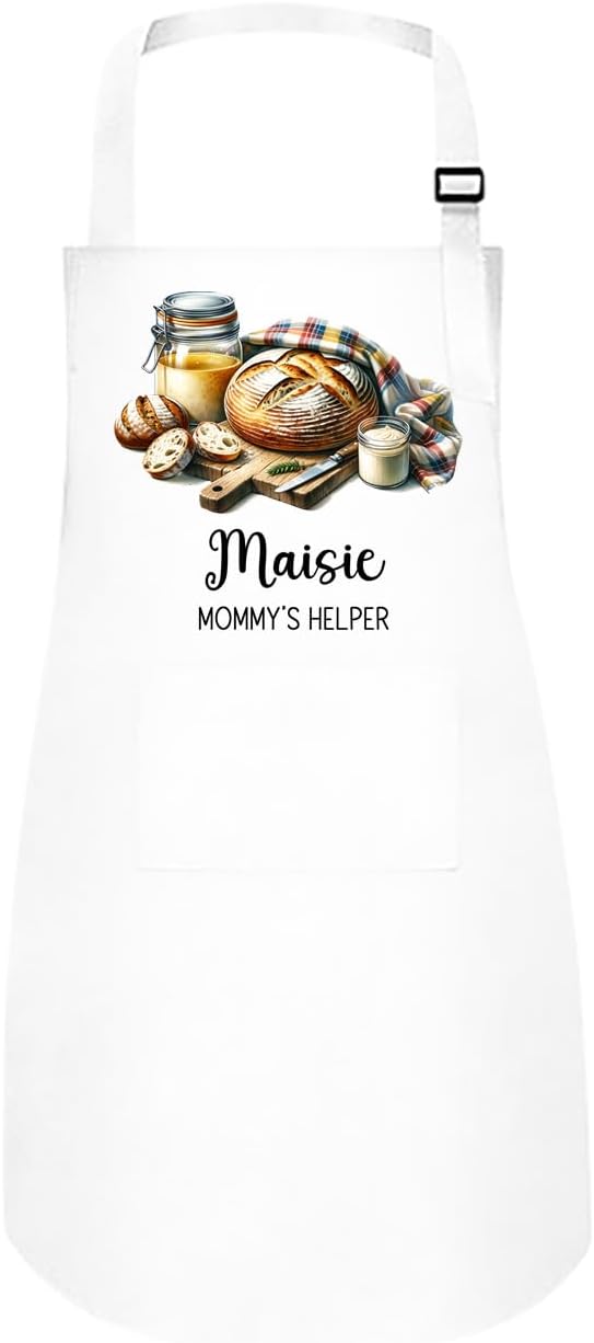 Personalized Sourdough Baking Kitchen Apron Set, Matching Mommy & Me Set, Adjustable, 2 pockets, Mother's Gift