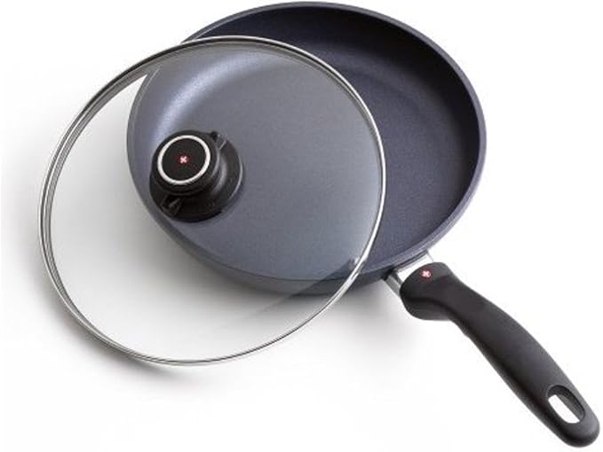 Swiss Diamond Frying Pans Nonstick with Lid, Features Stainless Steel Handle, Nonstick Diamond Coated Aluminum Skillets and Oven Safe Frying Pans with Lids, Cover Included, 10.25 Inch