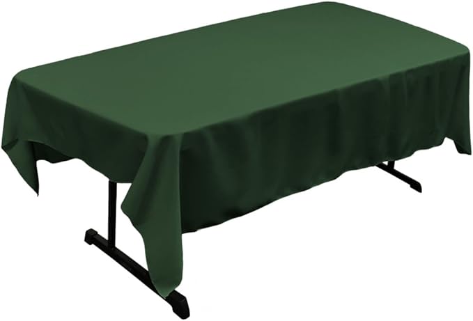 LA Linen Polyester Poplin Washable Rectangular Tablecloth, Stain and Wrinkle Resistant Table Cover 60x102, Fabric Table Cloth for Dinning, Kitchen, Party, Holiday 60 by 102-Inch, Hunter Green