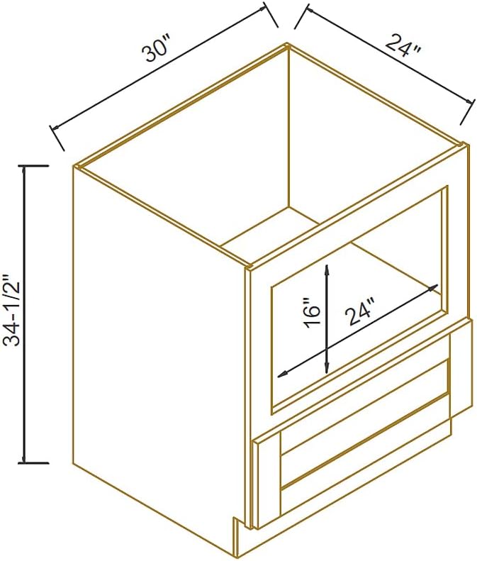 Solid Wood RTA 30" Microwave Base Cabinet, Kitchen Oven Cabinet - with 1 Full Overlay Narrow EdgeDrawer (Natural Wood, 30" Width x 24" Depth x 34 1/2" Height)
