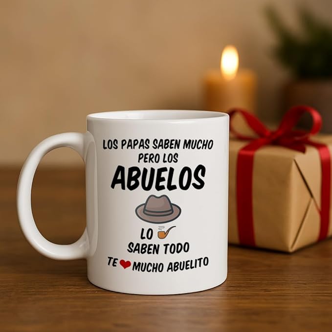 Casitika Regalos para el Mejor Abuelo del Mundo. 11 oz Abuelito Coffee Mug. Grandpa Cups in Spanish. Taza de Regalo de dia del Padre o Cumpleanos. (White)
