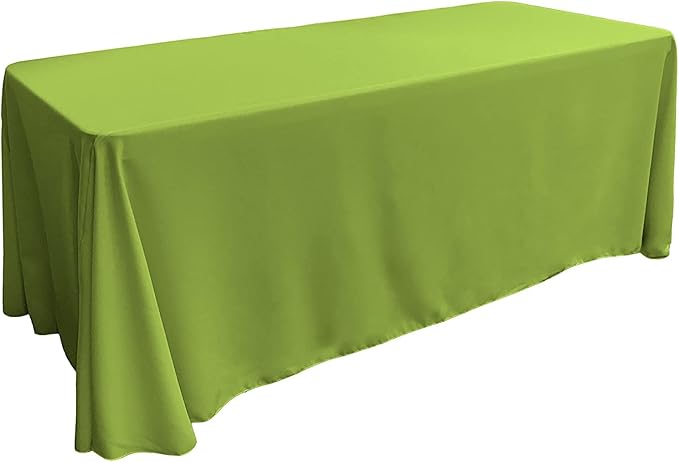 LA Linen Polyester Poplin Washable Rectangular Tablecloth, Stain and Wrinkle Resistant Table Cover 90x156, Fabric Table Cloth for Dinning, Kitchen, Party, Holiday 90 by 156-Inch, Lime