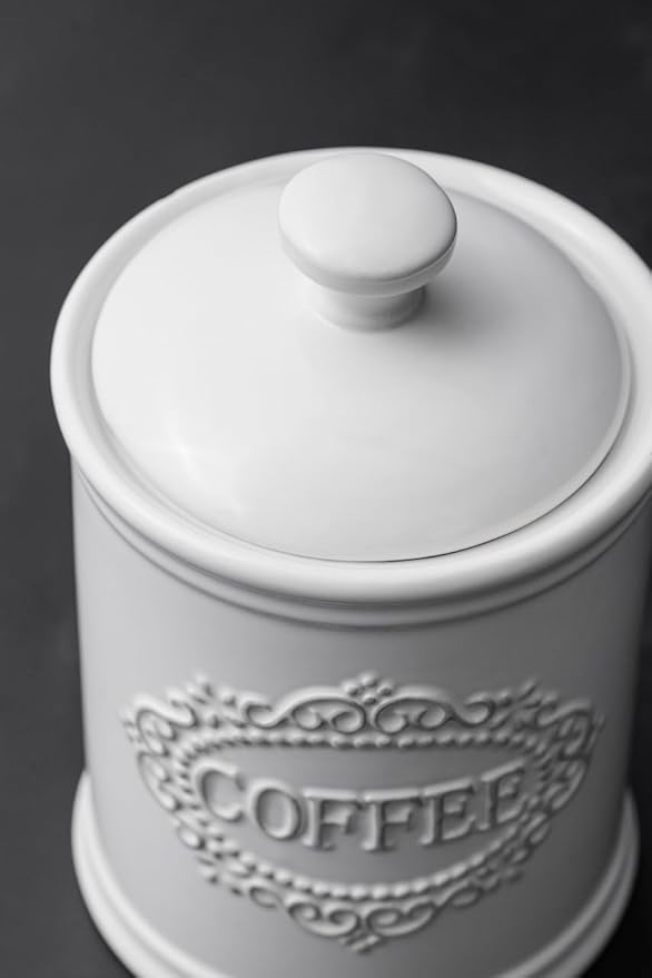 Relief Vine Ceramic Canisters Sets For The Kitchen For Countertop Set of 3 Airtight Coffee Canisters For Ground Coffee Sugar Container Storage Jars With Lids Farmhouse Decor Tea caddies