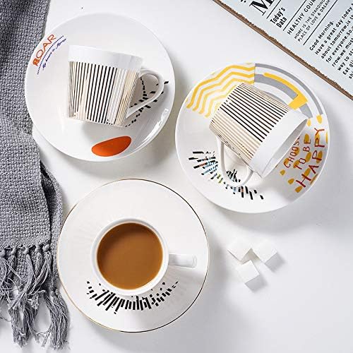 Mirror Reflection Coffee Cup Plate Luxury Afternoon Tea Set Ceramic Running Horse/Deer/Hummingbird Mug(B-siliver,225ML)