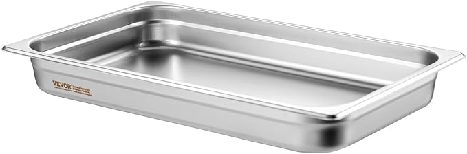 VEVOR 6 Pack Stainless Steel Hotel Pans,2.5-Inch Deep 0.8mm Thick Commercial Food Pans, Anti-Jam Catering Trays for Steam Tables, for Home, Party, Restaurant, Hotel, Buffet