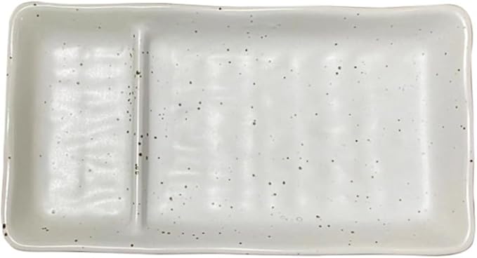 Ceramic Partition Plate Creative Household Use Vinegar Double Cake Sushi(Plain White)
