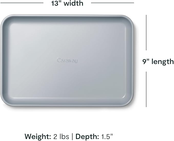 Caraway Nonstick Ceramic Small Baking Sheet (9x13”) – Non-Toxic, PTFE & PFOA Free – Oven Safe – Aluminized Steel Core – Mini Sheet Pan for Baking, Roasting & More - Gray