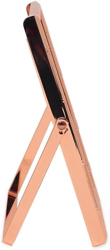 Laura Ashley 4x6 Rose Gold Bamboo Metal Picture Frame (Vertical) with Pull-Out Easel Stand, Made for Tabletop, Counterspace, Shelf and Desk