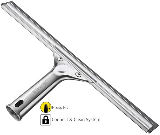 Unger Professional Stainless Steel Heavy-Duty Squeegee, 12", Silver
