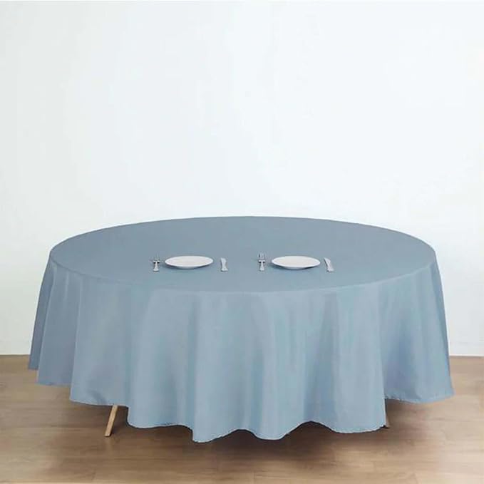 Efavormart Round Tablecloth, 90 Inch Stain & Wrinkle Resistant Washable Table Cloth, Decorative Polyester Fabric Table Cover for Banquet, Wedding, Dining- Dusty Blue