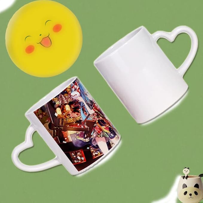 DIY Customized Ceramic Mug Personalized Coffee Milk Cup 350ML Creative Present Gift Print Picture Photo Logo Text(Heart-Shaped Handle)