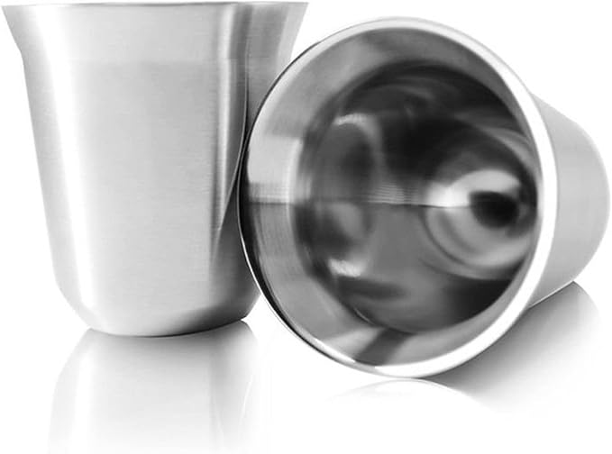 80ml 160ml Set of 2, Espresso Mugs Double Wall Stainless Steel Espresso Cups Set,Insulated Coffee Mugs Last for Years Easy Clean(160ml 2PCS Silver)
