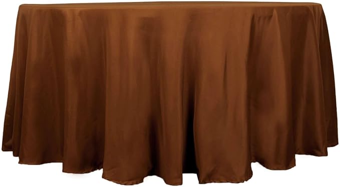 Efavormart Round Tablecloth, 120 Inch Stain & Wrinkle Resistant Washable Table Cloth, Decorative Polyester Fabric Table Cover for Banquet, Wedding, Dining - Cinnamon Brown