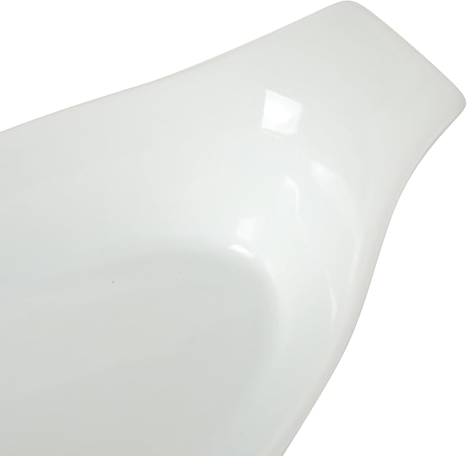 Gibson Home Gracious Dining Oval Au Gratin Baking Dishes, 4-Piece Set – 9 oz Oven Safe Banana Split Bowls, Ceramic Small Casserole Dishes with Handles, Microwave & Dishwasher Safe Mini Bakeware, White