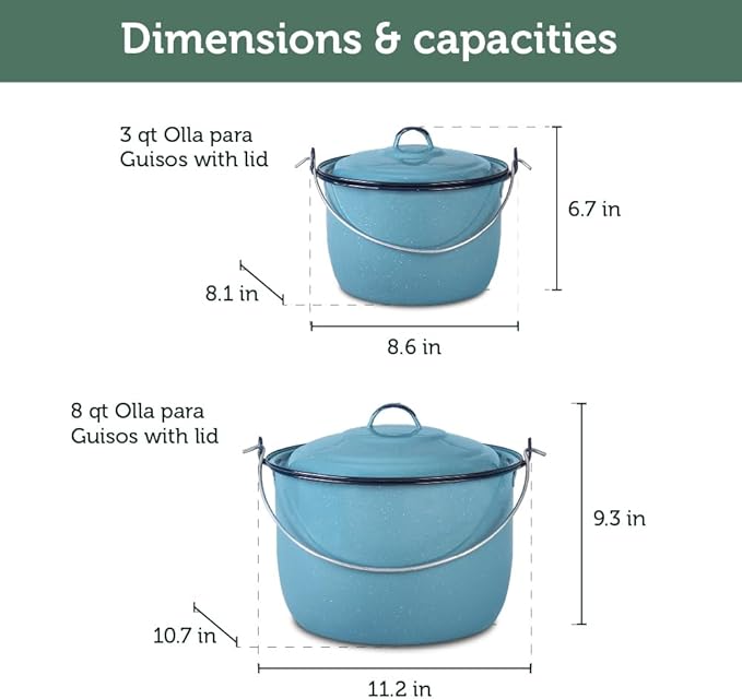 Cinsa 14-Piece Enamel on Steel Cookware Set, Ideal for Gas, Electric Stoves, Ovens & Campfires – Turquoise Blue