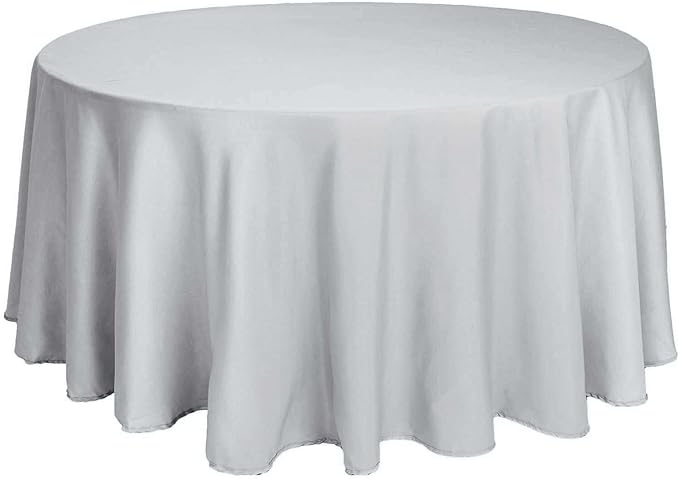 Efavormart 120" Wholesale Round Tablecloth Polyester Round Table Linens for Wedding Party Banquet Restaurant - Silver