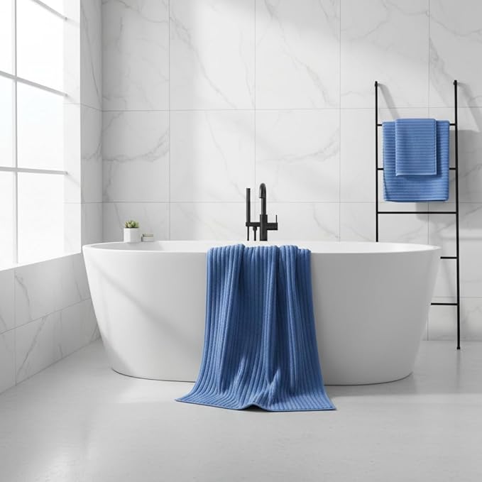Oversized Bath Sheets 40x80 Inches Extra Large Bath Towels for Adults Super Soft Quick Dry Highly Absobent Microfiber Shower Towels for Bathroom, Pool, Gym, Yoga Towel (Blue, 2Piece)