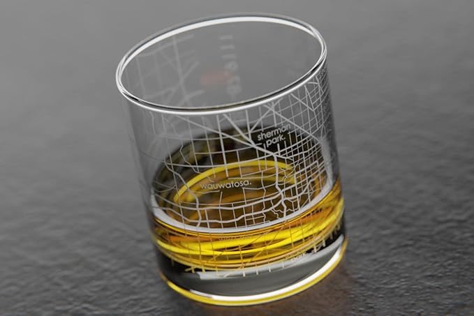 Well Told Engraved Milwaukee Wisconsin Map Rocks Glass, Old Fashioned Whiskey Glass (11 oz, Clear) Etched Whiskey Glass, Gifts For Whiskey Lovers
