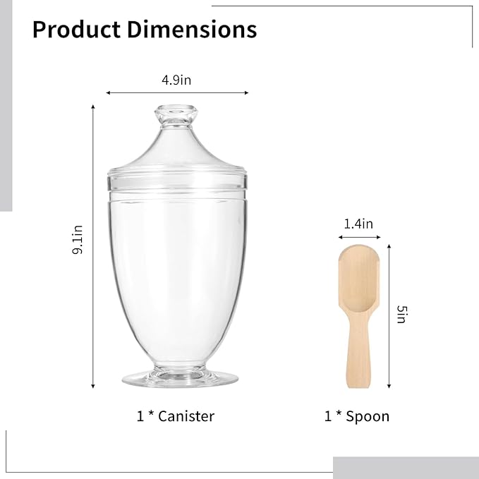 OMISTAR Acrylic Bath Salt Jar with Wooden Scoop, 33oz Bath Salt Container with Airtight Lid, Shatter Proof Acrylic Apothecary Jars, Bathroom Storage Organizer for Bathtub Decor, BPA Free