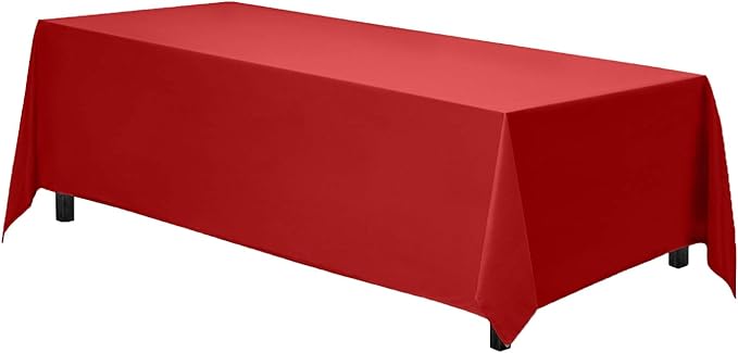 Gee Di Moda Rectangle Tablecloth - 70 x 120 Inch Red Table Cloth for 6 or 8 Foot Rectangle Tables - Heavy Duty Washable Fabric - for Holiday Party, Dinner, Weddings, Baby Shower & Events