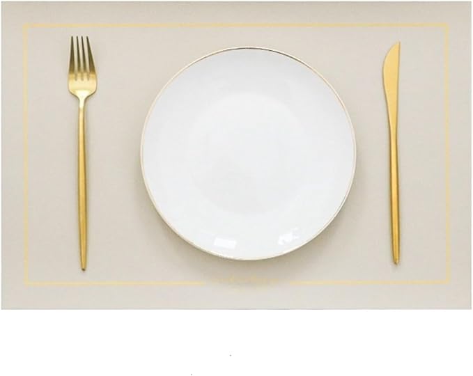 Leather PU Table Mats Set of 1/4/6 Heat Wipeable Waterproof Non-Slip Table Easy to Clean Modern Placemat(G Cream Grey,45x30cm 4pcs)