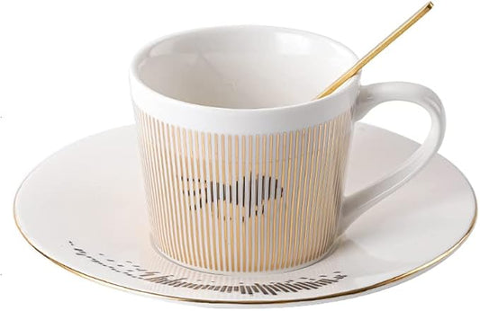 Mirror Cups and Saucers (Lion), Mirror Reflection coffee mug, Reflection Coffee Cup, Tea Cups and Saucers Sets for Women Wedding Party Afternoon Tea
