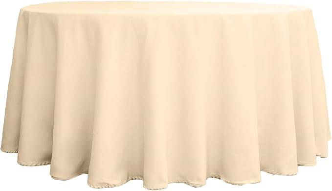 Efavormart 120" Wholesale Round Tablecloth Polyester Round Table Linens for Wedding Party Banquet Restaurant - Beige