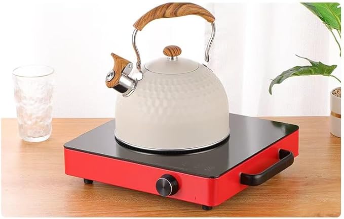 Tea Kettle Stovetop Whistling Teakettle Teapot, Stainless Steel, 2.5 L (Creamy White)