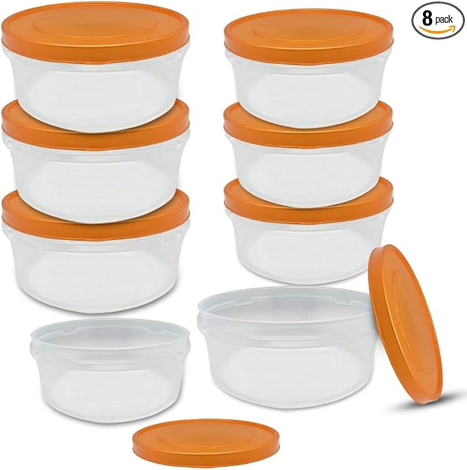 Large Food Storage Container 135 oz and 96 oz,Count 8 Plastic Food Storage Canisters Flour, Sugar, Baking Supplies Meal Prep BPA-Free (Golden)2.8L/4L