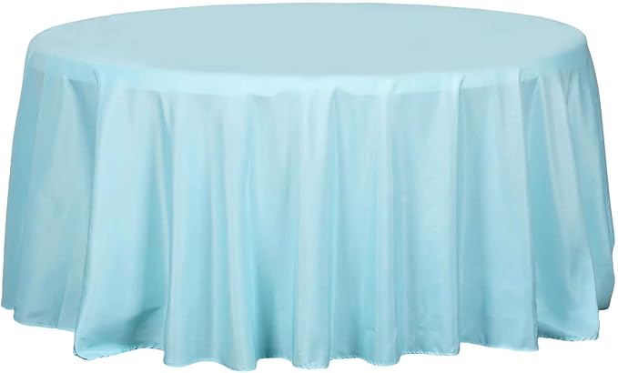 Efavormart Round Tablecloth, 120 Inch Stain & Wrinkle Resistant Washable Table Cloth, Decorative Polyester Fabric Table Cover for Banquet, Wedding, Dining - Light Blue