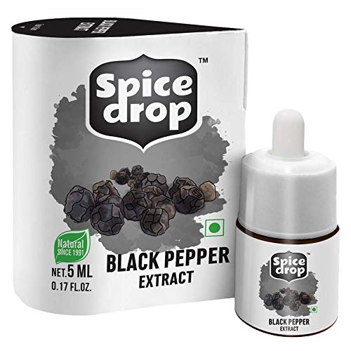 Spice Drop Black Pepper Natural Spice Extract For Soups, Dishes, and Beverages | Authentic Taste | Made From Peppercorns | 5ml (180 Drops equivalent to 40 grams powder) | Vegan | Natural Herbs Extract | Non-GMO