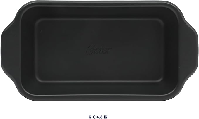 Oster Teston 9 x 5 Inch Loaf Pan, Nonstick Carbon Steel Bread Baking Pan, Matte Black, PFAS-Free, Oven-Safe, Easy Release Bakeware