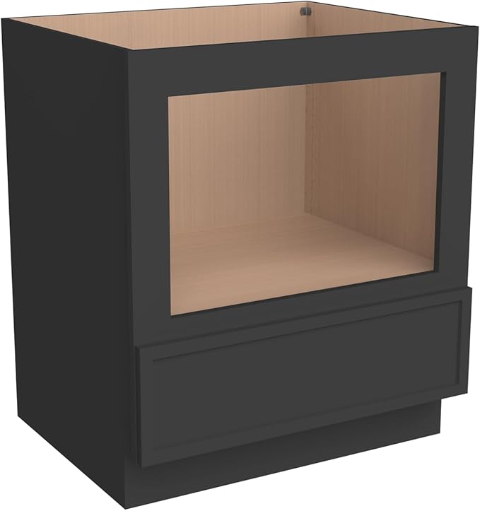 Solid Wood RTA 30" Microwave Base Cabinet,Kitchen Oven Cabinet - with 1 Full Overlay Drawer (Frame Dimension: 24''W*16''H) (Charcoal Black - NT, 30" Width x 24" Depth x 34 1/2" Height)