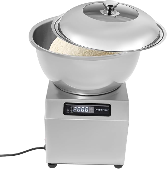 Bepritm Electric Dough Mixer, 1500W Commercial Pizza Dough Maker Machine with Bidirectional Rotation & Timer, 8KG/17.6LBS Dough Kneading Machine for Bakery, Pizza, Bread Dough, Home Use