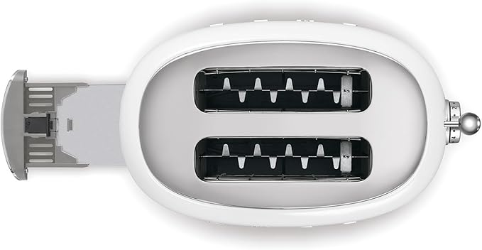SMEG 2 Slice Toaster with 6 Presets and Defrost Function and Removable Crumb Tray TSF01WHUS, White